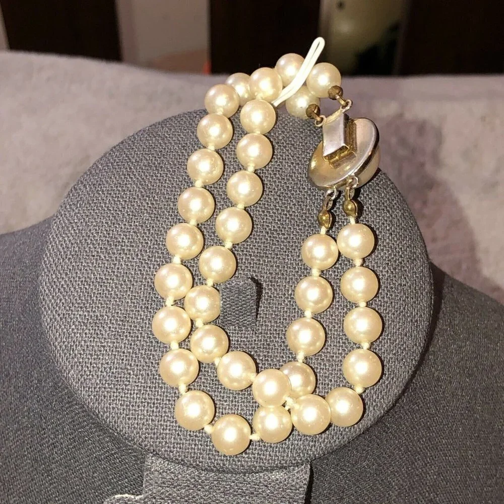 Vintage Faux Pearl Double Strand Bracelet